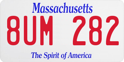 MA license plate 8UM282