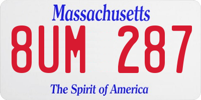 MA license plate 8UM287