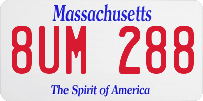 MA license plate 8UM288