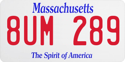 MA license plate 8UM289