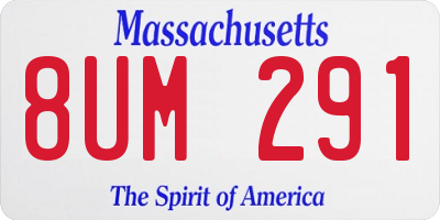 MA license plate 8UM291