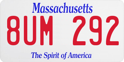 MA license plate 8UM292
