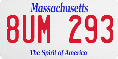 MA license plate 8UM293