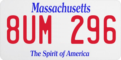 MA license plate 8UM296