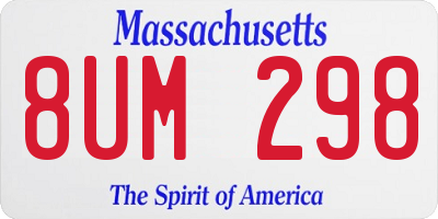 MA license plate 8UM298
