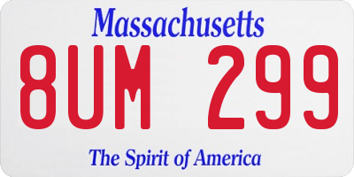 MA license plate 8UM299