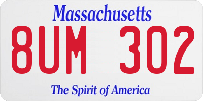MA license plate 8UM302