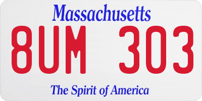 MA license plate 8UM303