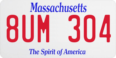 MA license plate 8UM304
