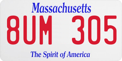 MA license plate 8UM305