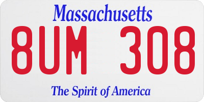 MA license plate 8UM308