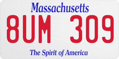 MA license plate 8UM309