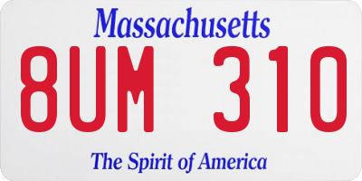 MA license plate 8UM310
