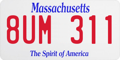 MA license plate 8UM311