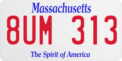 MA license plate 8UM313