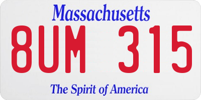 MA license plate 8UM315