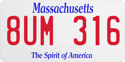 MA license plate 8UM316