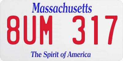 MA license plate 8UM317