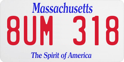 MA license plate 8UM318