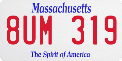 MA license plate 8UM319