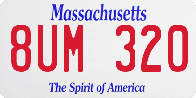 MA license plate 8UM320