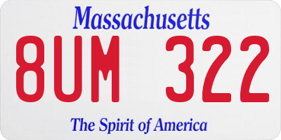 MA license plate 8UM322