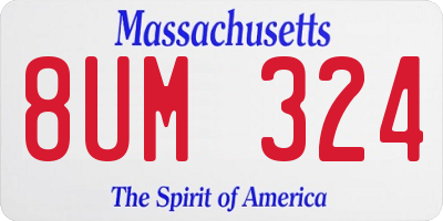 MA license plate 8UM324