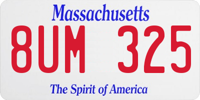 MA license plate 8UM325