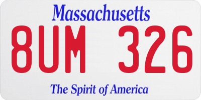 MA license plate 8UM326