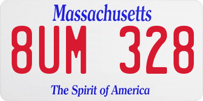 MA license plate 8UM328