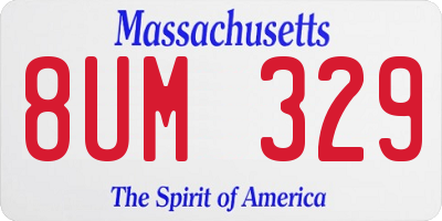 MA license plate 8UM329