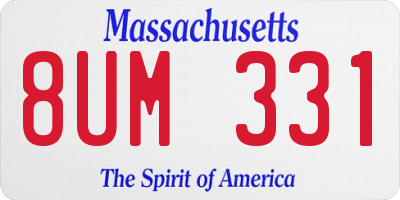 MA license plate 8UM331