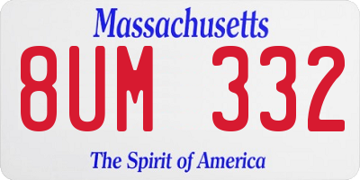 MA license plate 8UM332