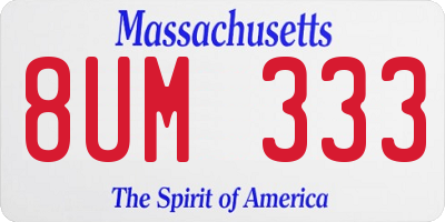 MA license plate 8UM333