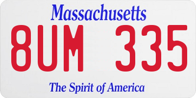 MA license plate 8UM335