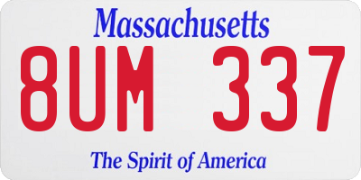 MA license plate 8UM337