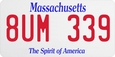 MA license plate 8UM339