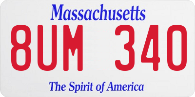 MA license plate 8UM340