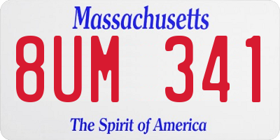 MA license plate 8UM341