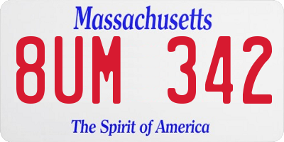 MA license plate 8UM342
