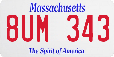 MA license plate 8UM343