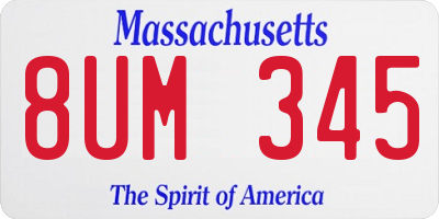 MA license plate 8UM345