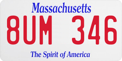MA license plate 8UM346