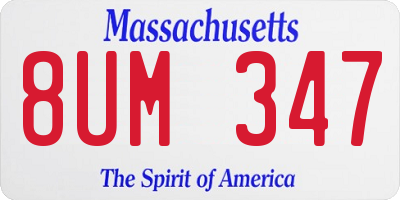 MA license plate 8UM347
