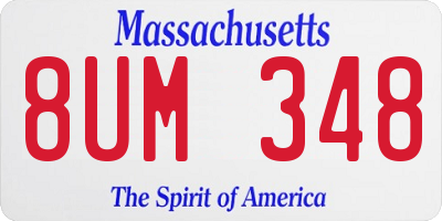 MA license plate 8UM348