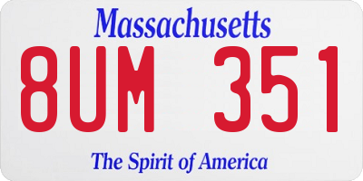 MA license plate 8UM351