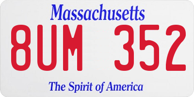 MA license plate 8UM352