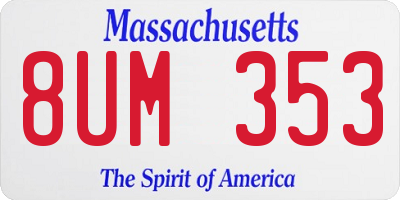 MA license plate 8UM353