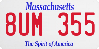 MA license plate 8UM355