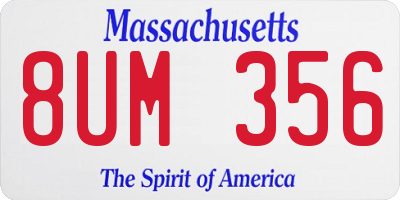 MA license plate 8UM356